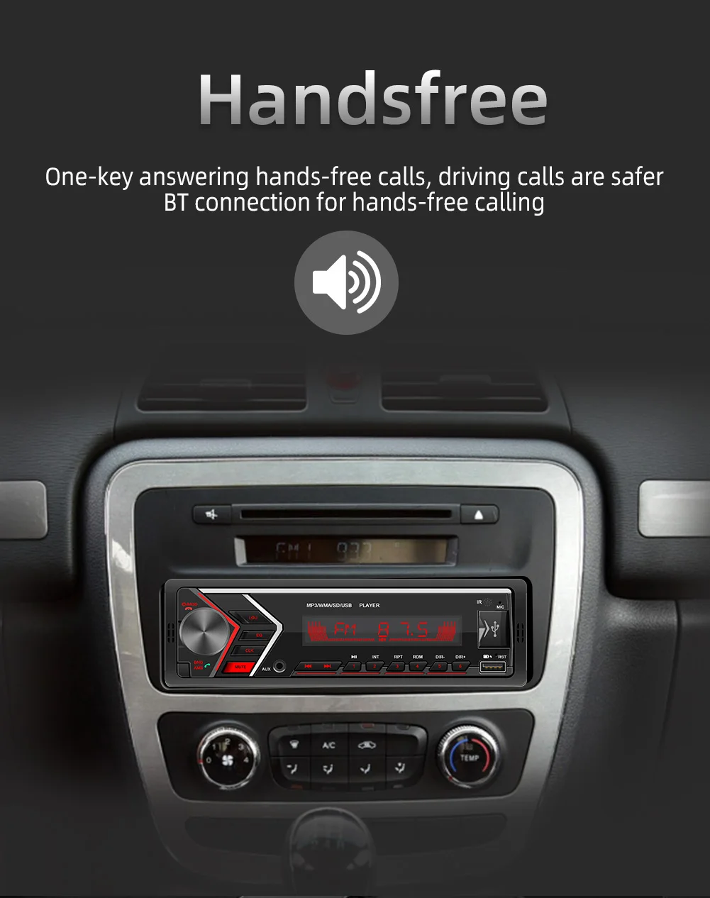 車載用 カーオーディオ Carplayカーラジオ マルチメディア プレーヤー 1DinカーラジオMP3プレーヤーBT FM USB AUXインダッシュカーオーディオ