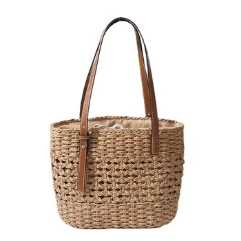 Advanced sense of foreign style casual woven shoulder bag large capacity fashion shopping bag Tote bag