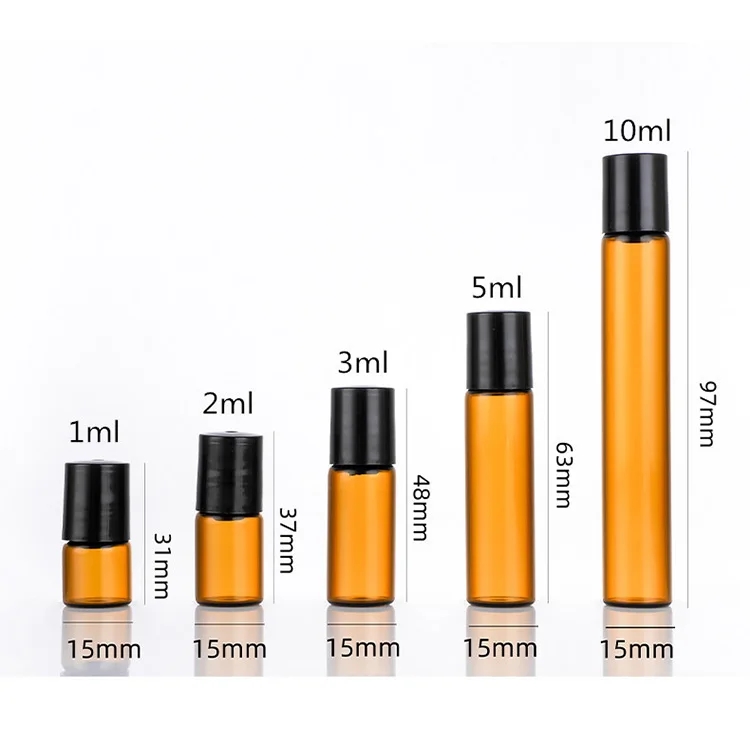 Wholesale Mini 1ml 2ml 3ml 5ml 10ml clear Roll on Glass Bottle White Lid Roller Perfume Essential Oil Bottle