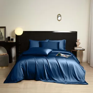 Woven Bamboo Solid Simple Style Quality 300tc All-Season 4-Piece Wedding Bed Sheet Set with Duvet Cover and Pillowcases
