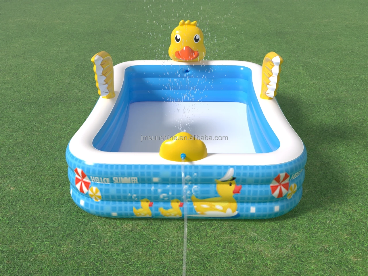 Yellow Duck Inflatable Splash Pool for Kids Blue PVC Family Pools with Ground Tools for Outdoor Family & Kids' Swimming
