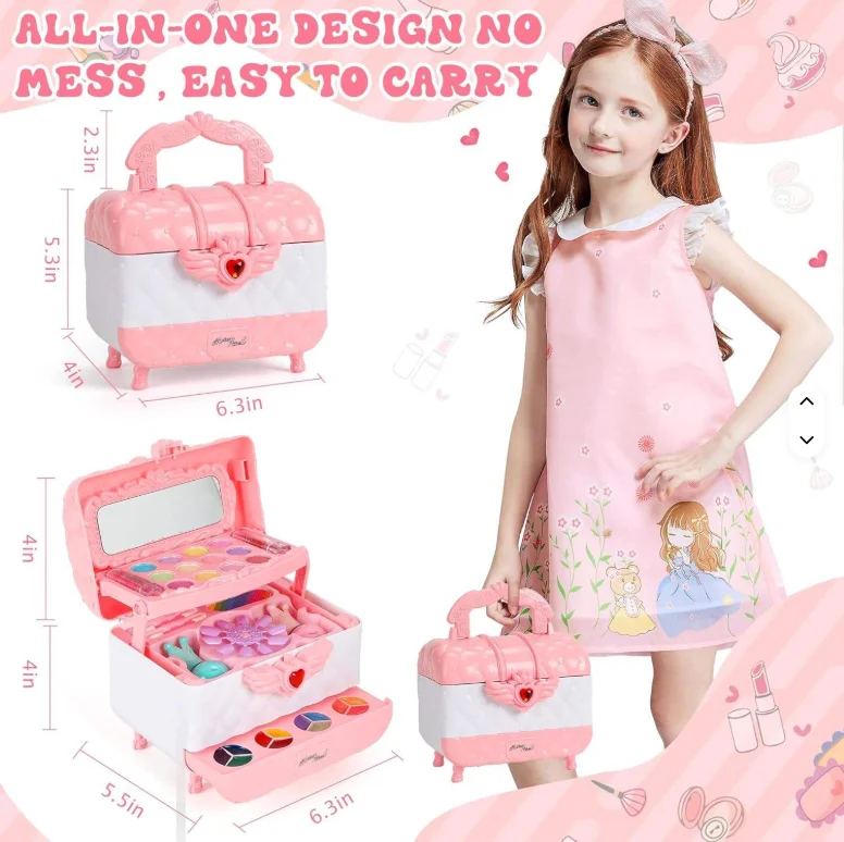 BEIJINGQI Children's Makeup Bag Girls Pretend Play Cosmetic Toy