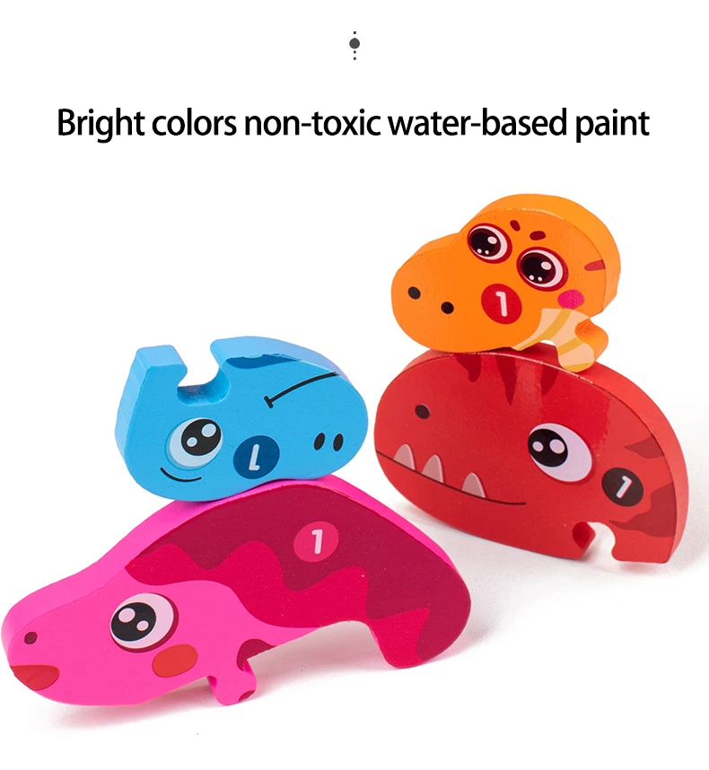 3d Dinosaur Puzzle Cartoon Stereo Digital Animal Wooden Baby Puzzles ...
