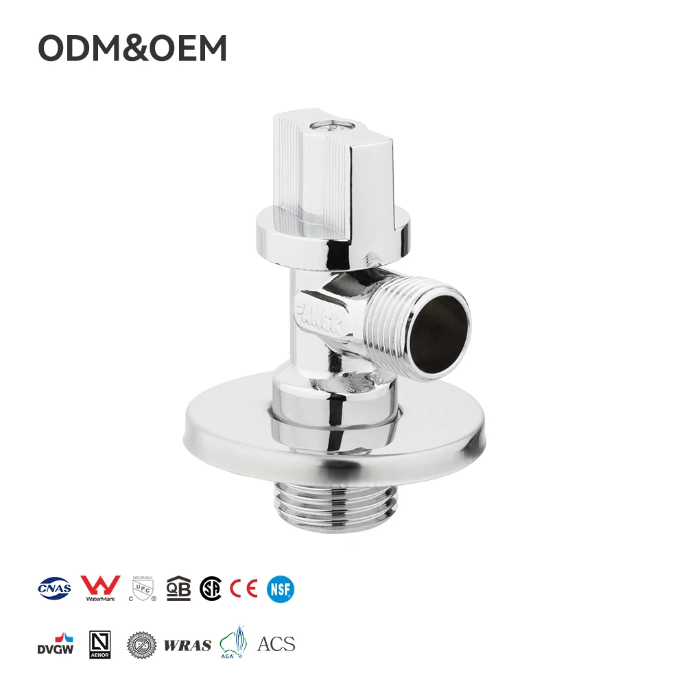 Modern Design Brass Angle Valve Chrome Finish Hydraulic Control Valve Manual Stop M1/2XM1/2 Port Female Thread ABS Handle High