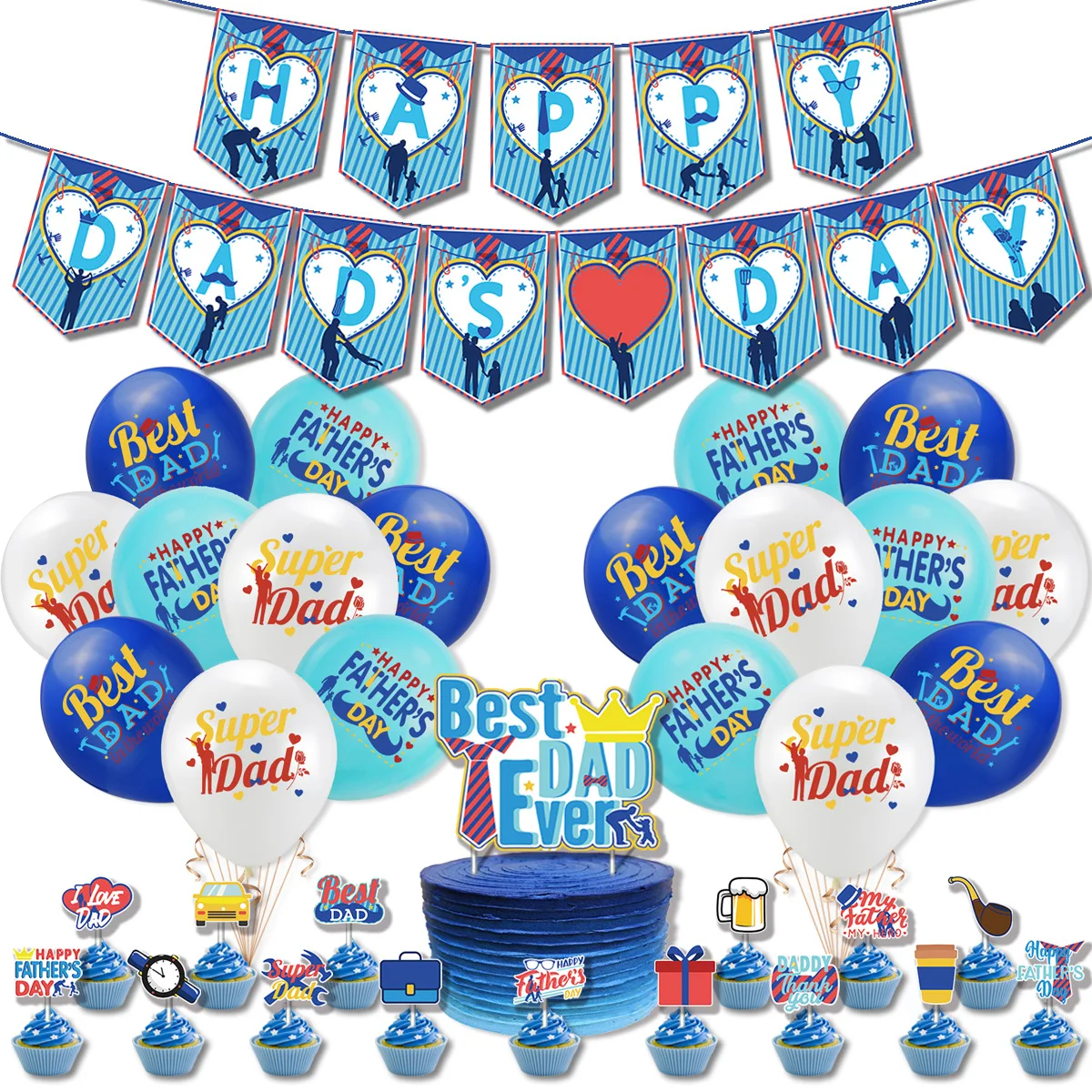 Globos De Látex Con Temática Del Día Del Padre,Decoración Azul Para  Fiestas,Pancarta Para El Día Del Padre,Magdalenas - Buy Día Del Padre  Regalo Para Papá Día Del Padre Molde De La Torta