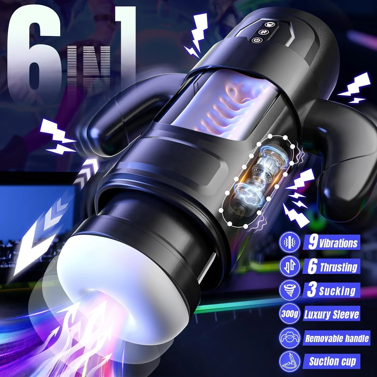 Sex Toys for Men Male Masturbator - Electric Adult Male Sex Toy with 6 Thrusting & 3 Suction, Automatic Masturbation Cup Sex Toys for Men Male Masturbator - Electric Adult Male Sex Toy with 6 Thrusting & 3 Suction, Automatic Masturbation Cup