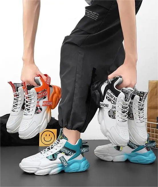 Men's shoes 2024 fall new breathable high-top trend inside booster sneakers