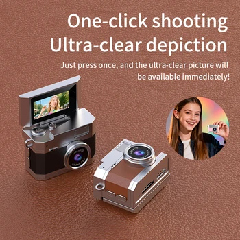 Mini CMOS Camera-Flip Screen Dual Input Night Vision 8MP 2.7K Compact Digital Single Lens Portable Shoulder Bag Thumb Camera detail image