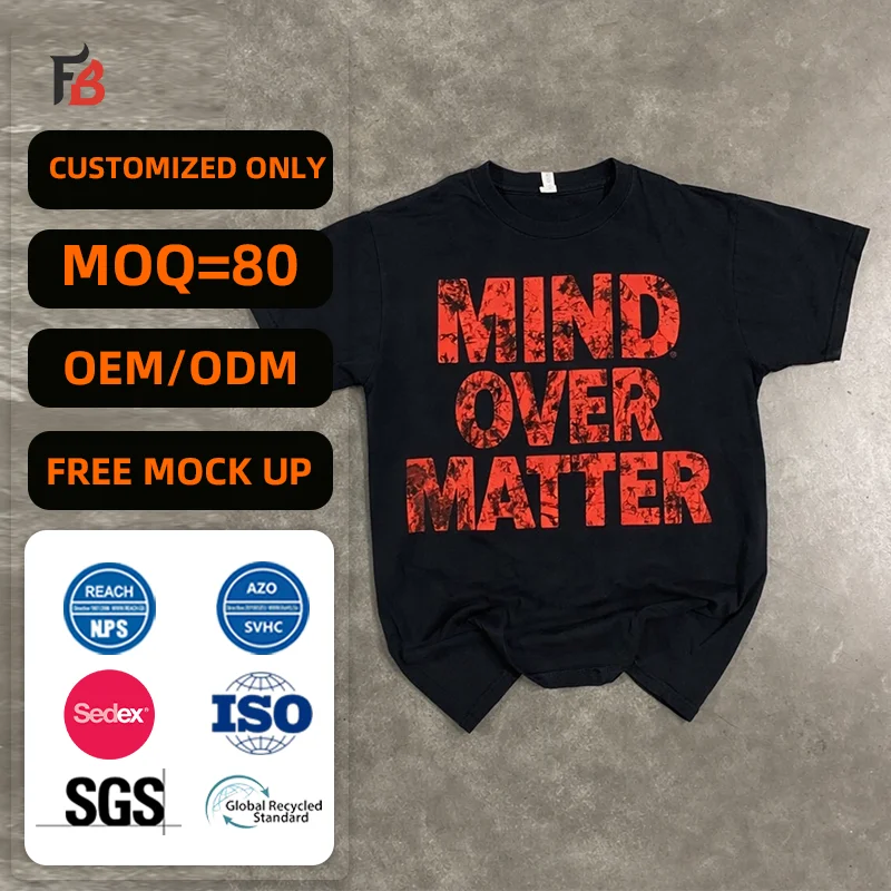 Manufacture Streetwear Custom Tshirt Screen Printing Oversized Boxy Cropped t Shirt Men Cotton