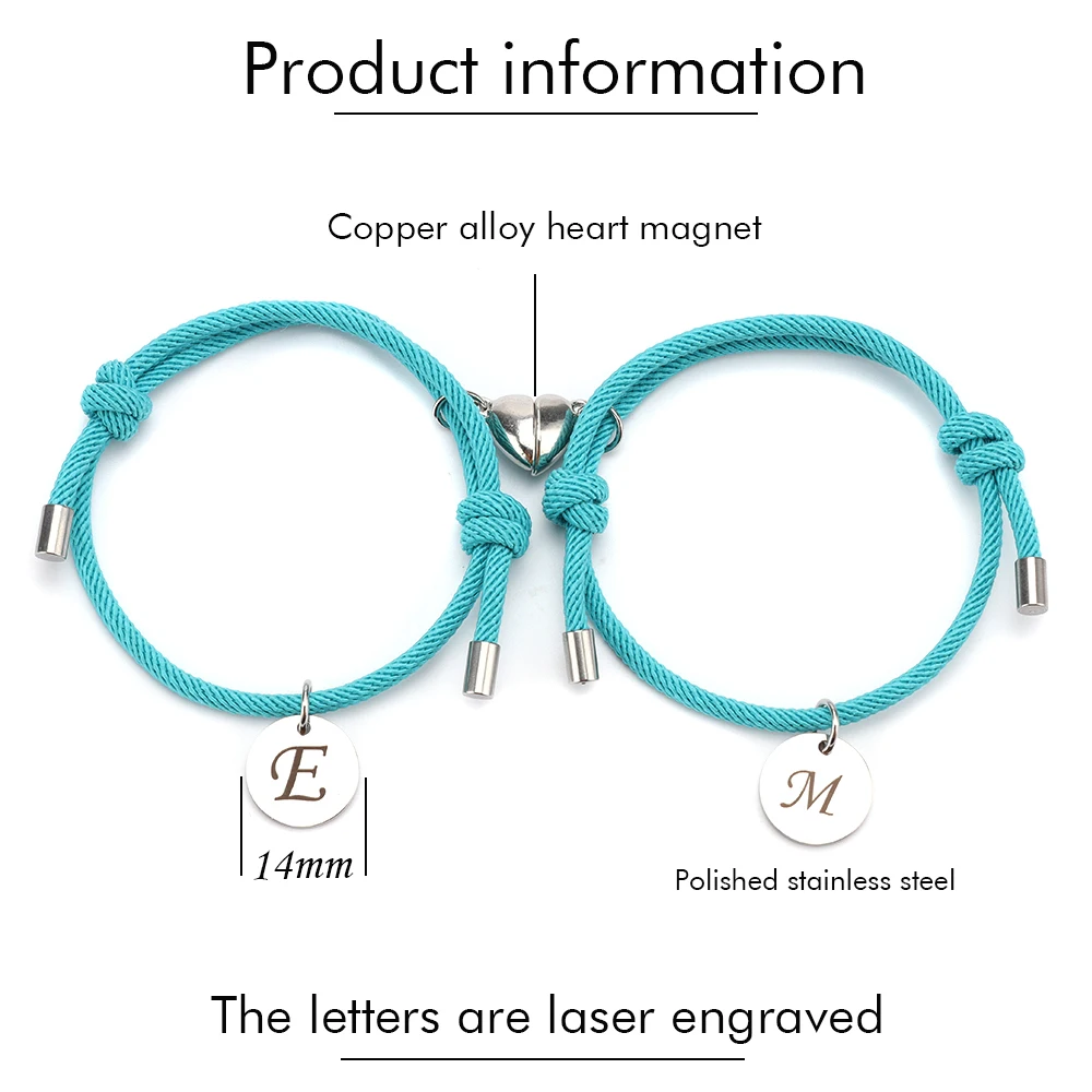 WOXINDA Personalized 26 Initial Bracelet Copper Heart Letter Woven