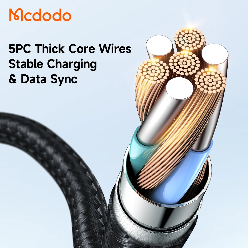 Mcdodo 1m/1.5m 3ft/5ft 65W PD USB C to Cable Gold Plated Metal Housing 60W Charging Nylon