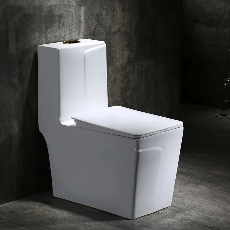 Luxury modern design white and gold line color square water closet bathroom wc one piece ceramic sanitary ware toilet bowl manufacture