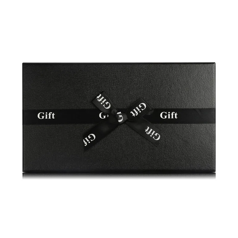 Custom Black Rigid Box Bowknot Cardboard Silver Hot Stamping Logo Customized Elegant Lid and Base Box Recyclable details