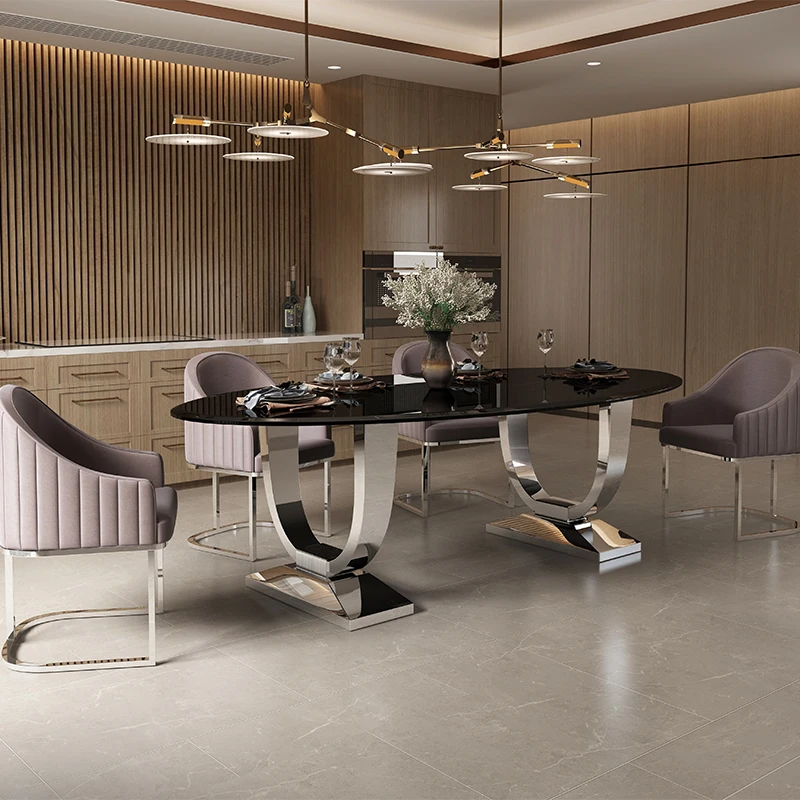 Marble Table Top Replacement Dining Table Modern Stainless Steel  Base Wedding Furniture Event Furniture for Dining Furniture