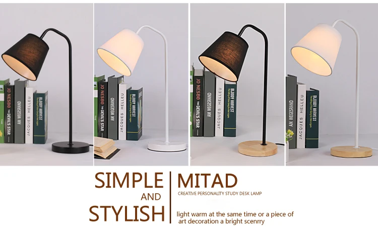Wholesale Fabric Shade Modern Style  Study Bedroom Popular Reading Table Lamp