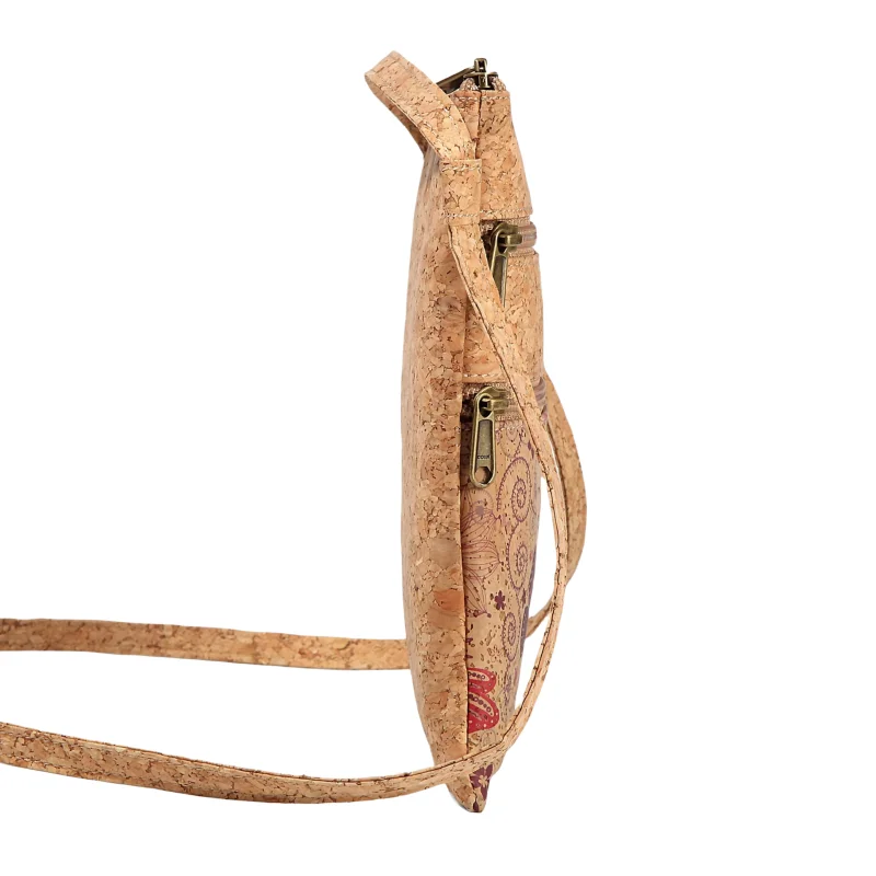 Small Crossbody Bags Lady Cell Phone Wallet Fashion Cork Leather Wallet