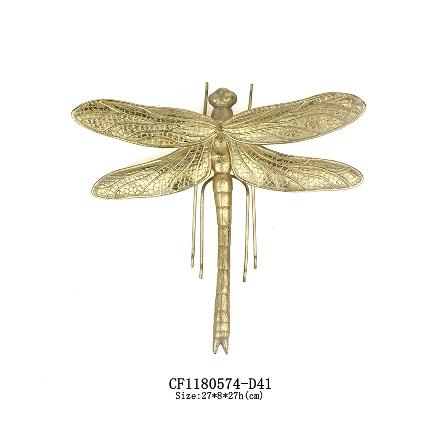 Gold-leaf 3D Dragonfly Insect vintage Wall Hanging wall decor details