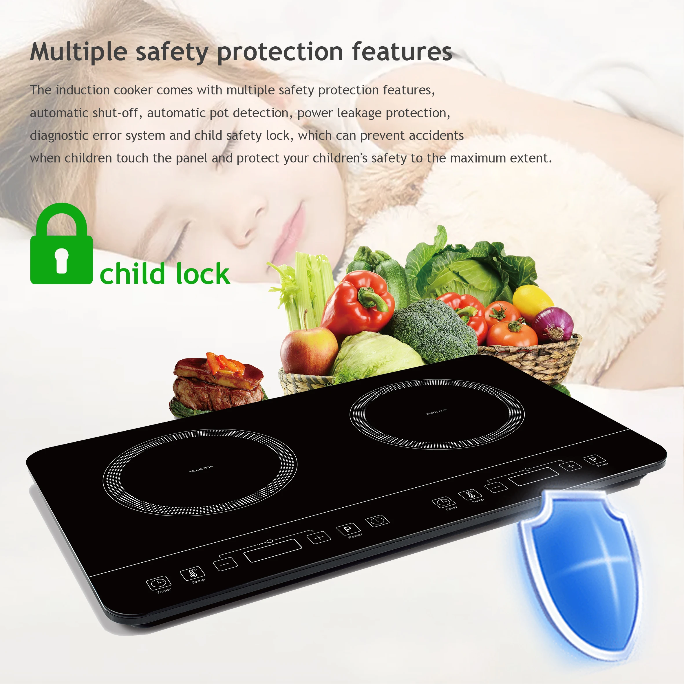 Online Trade Show Hot Sales Slim Design Freestanding 2 Burner Electric