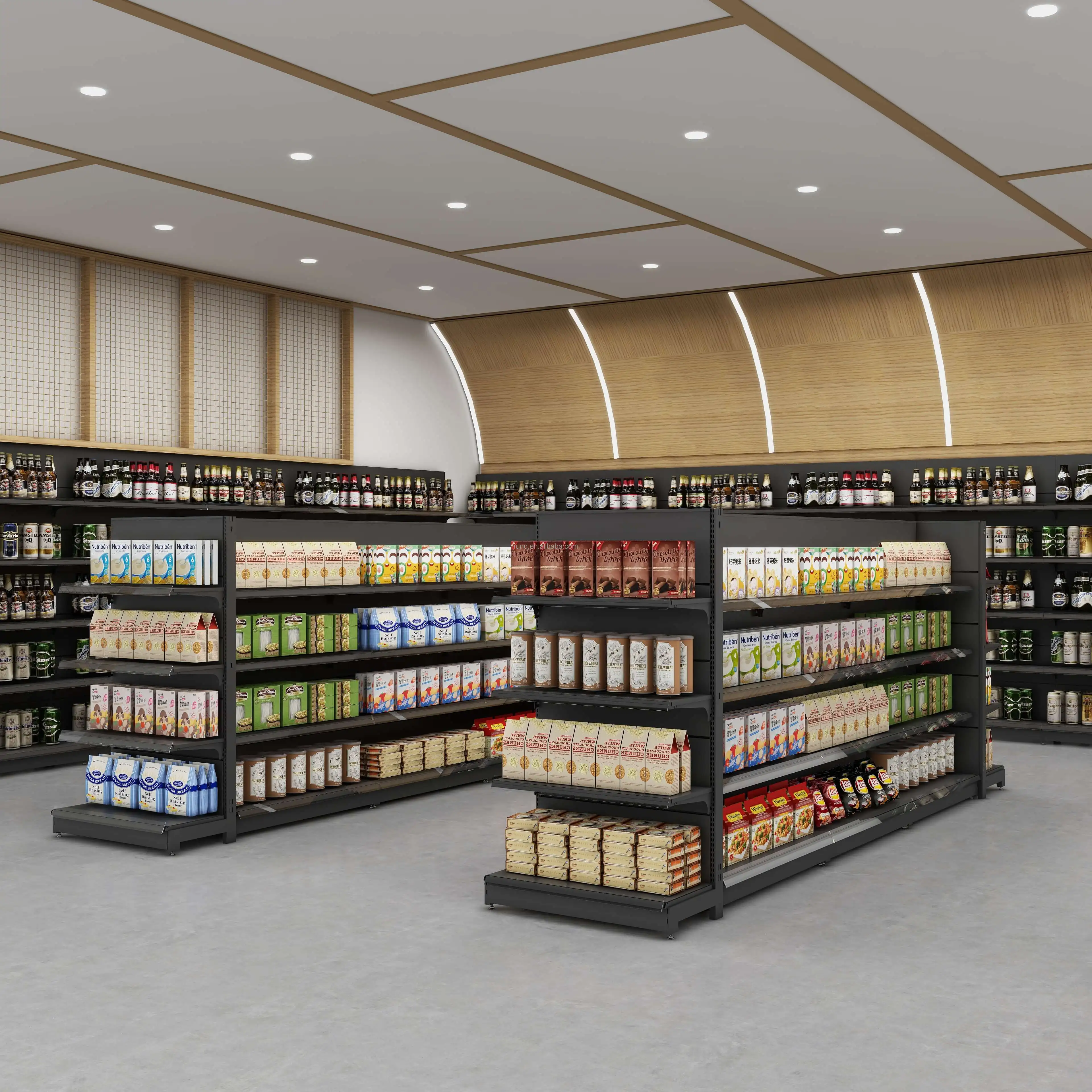 Supermarket Display Shelf Single-Sided 35-40KG Heavy Duty Steel and Metal Convenience Store Racks for Toys Shop Shelves