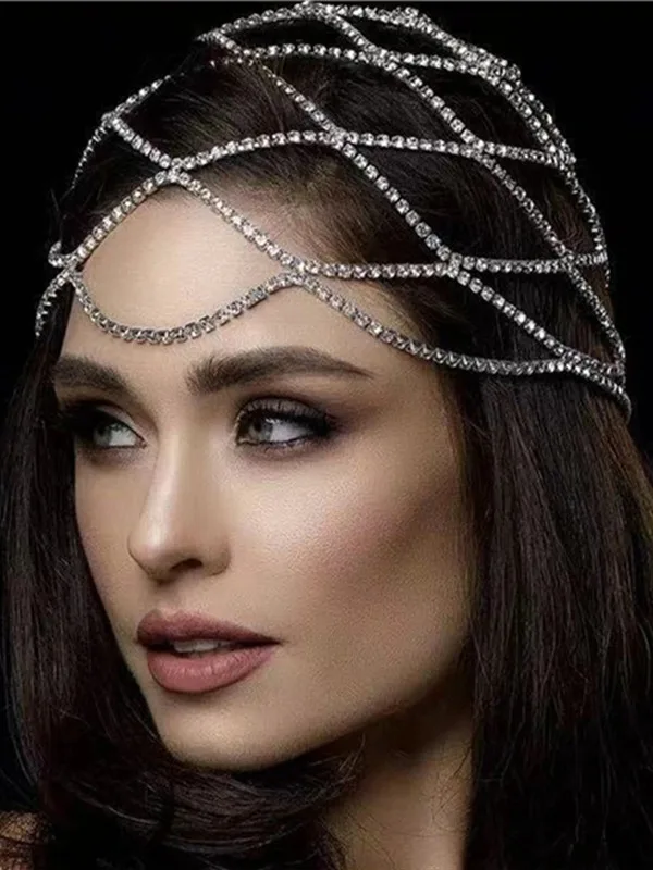 Bride Hair Headpieces For Bridal Wedding Crystal Diamond Hair Jewelry Headpiece Braid Hair