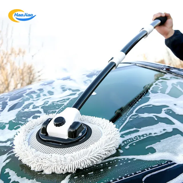 Wholesale Telescopic Adjustable Rotating Chenille Long Handle Car Cleaning Brushes Kit Microfiber Car Wash Mop Brush