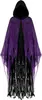 Mantello con cappuccio nero e viola-190 cm