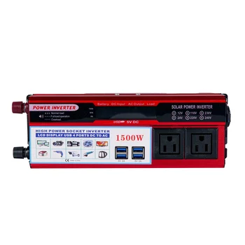 Car Vehicle Power Inverter 1500W Peak DC 12V to AC 110V Converter LCD 3 AC 4 USB