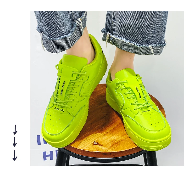 Bright green fashion style thick sole men shoes custom logo walking style sneaker good price men casual shoes