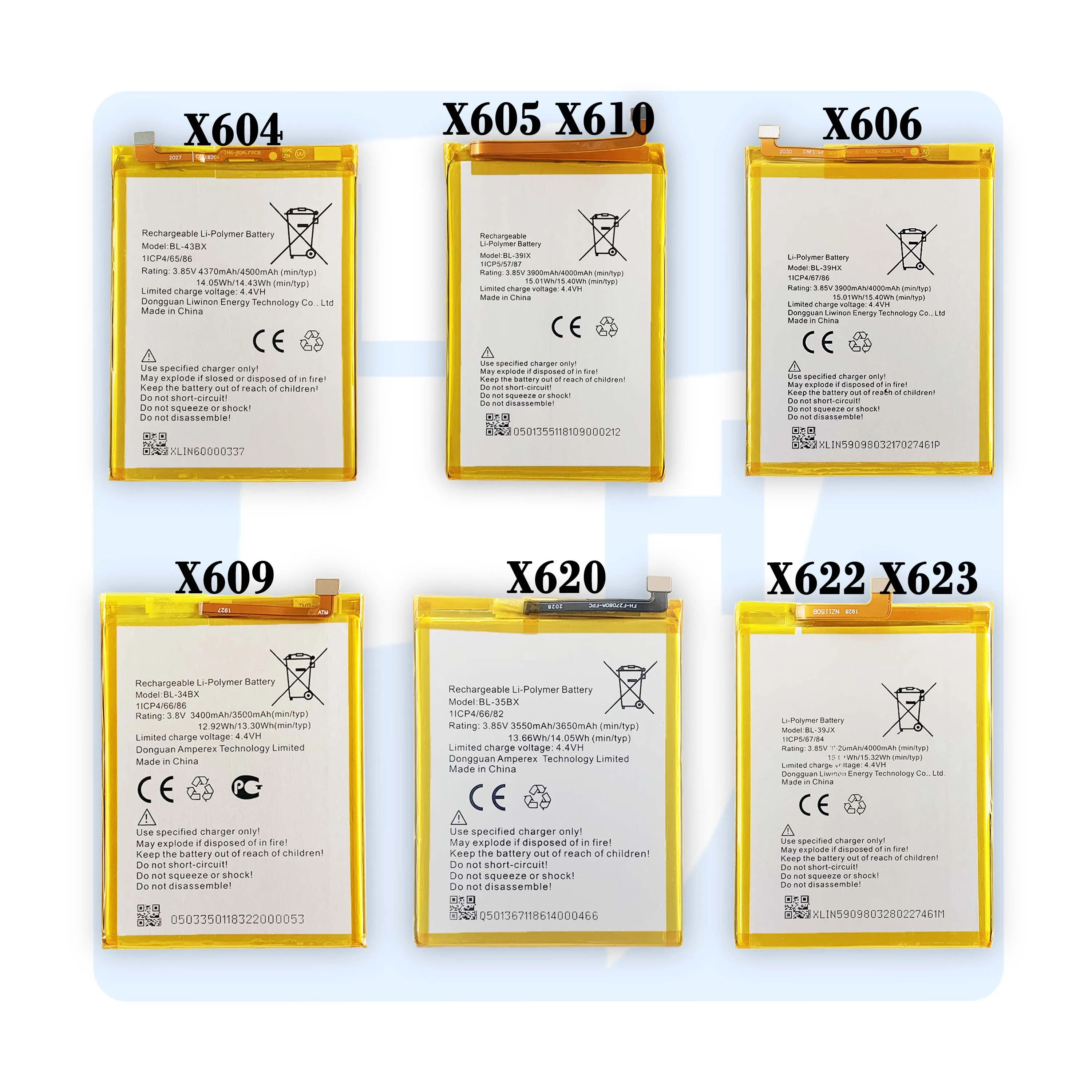 
 Аккумуляторы для телефонов X521, X509, X521, X522, X551, X552, X555, X557, X559, X554, X510  