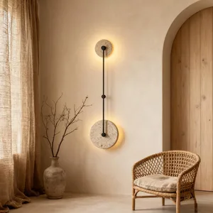 JACKSUN Retro Yellow Cave Stone Wall Lamp Wabi-Sabi Style Bedroom Wall Accent Light Staircase Corridor Lighting