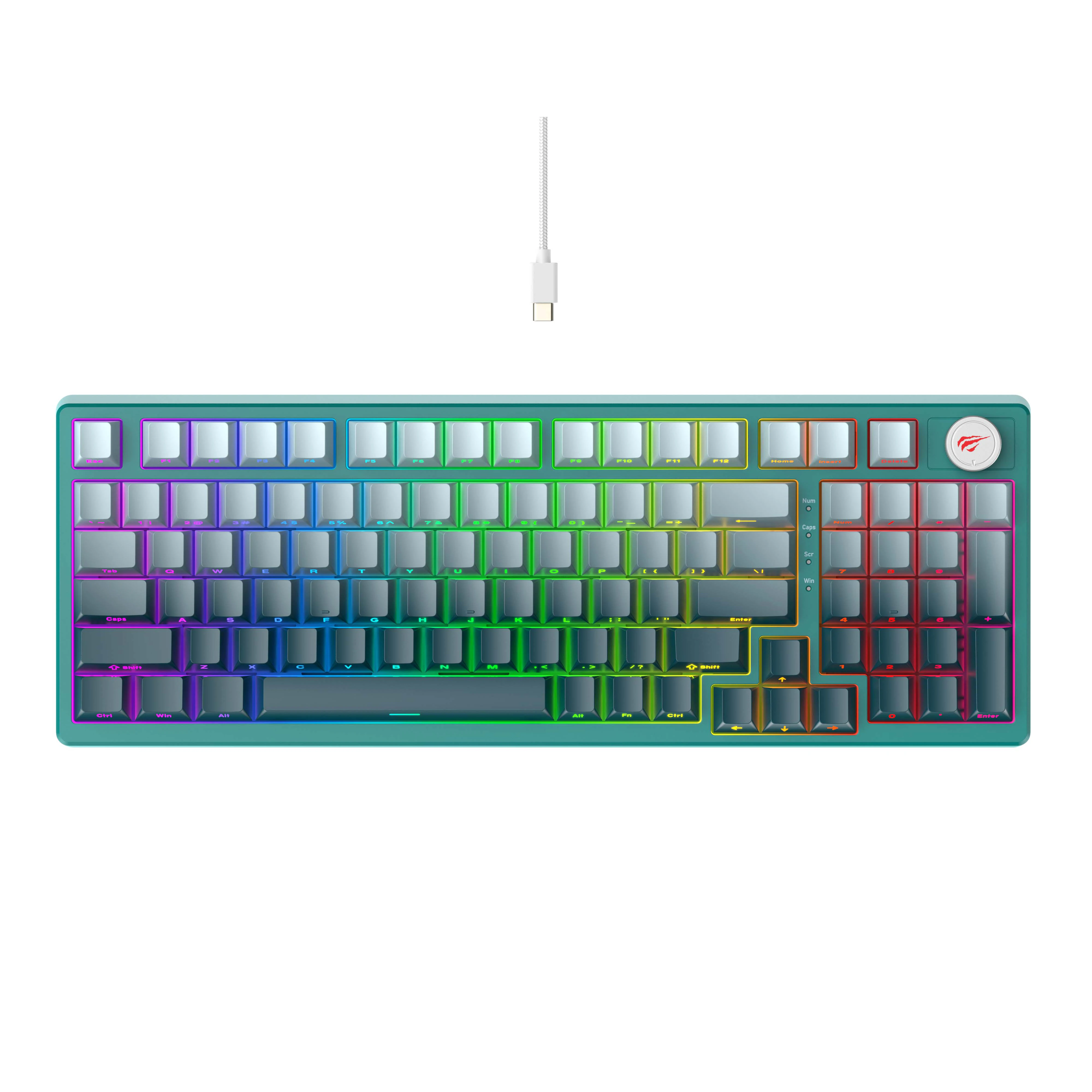 Havit メカニカルキーボード ホワイト・グリーン Havit KB899L Mechanical Keyboard - 97 Keys with LED Backlit