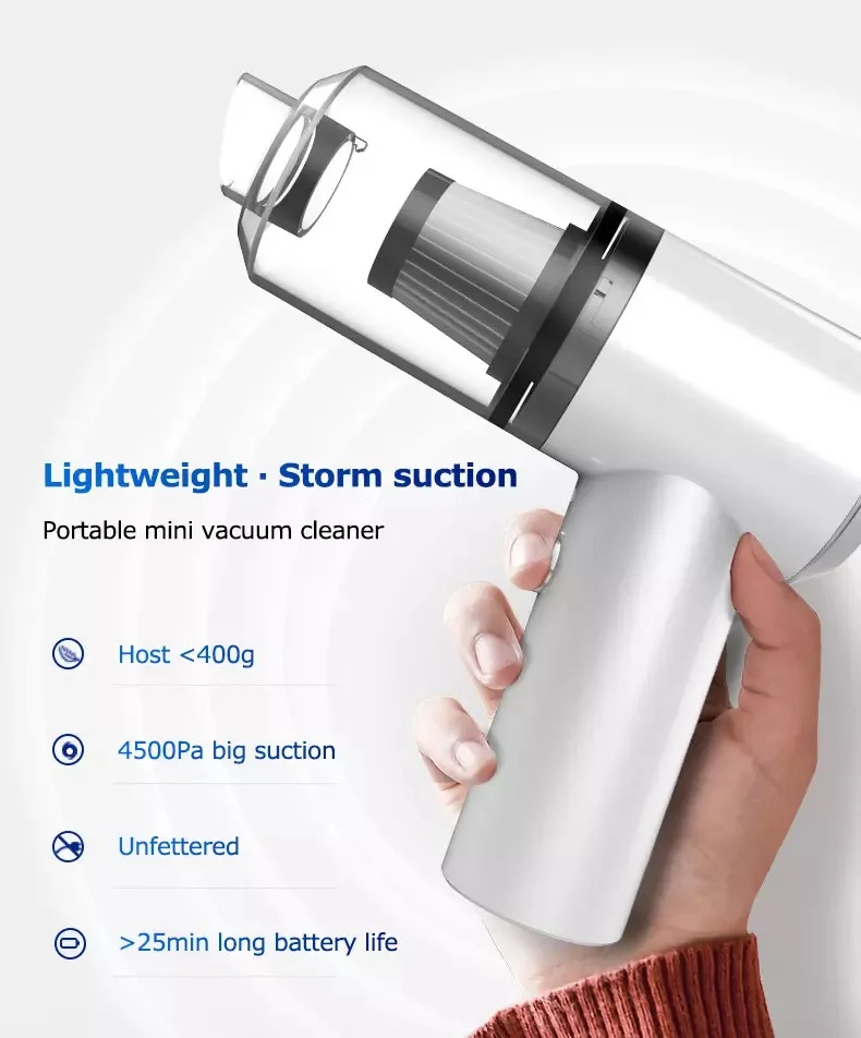 Hand Wireless Rechargeable Home Car Washer Mini Vacuum Cleaner for Car