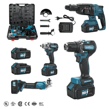 Factory 21v Power Drills Tool Set Kit Portable Electric Cordless Brushless 18v Cordless Drill Lithium Battery Power Tools Kit