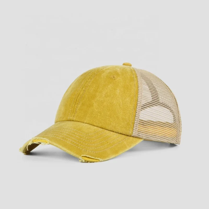2024 Washable 6-Piece Mesh Baseball Cap - Torn Vintage Style