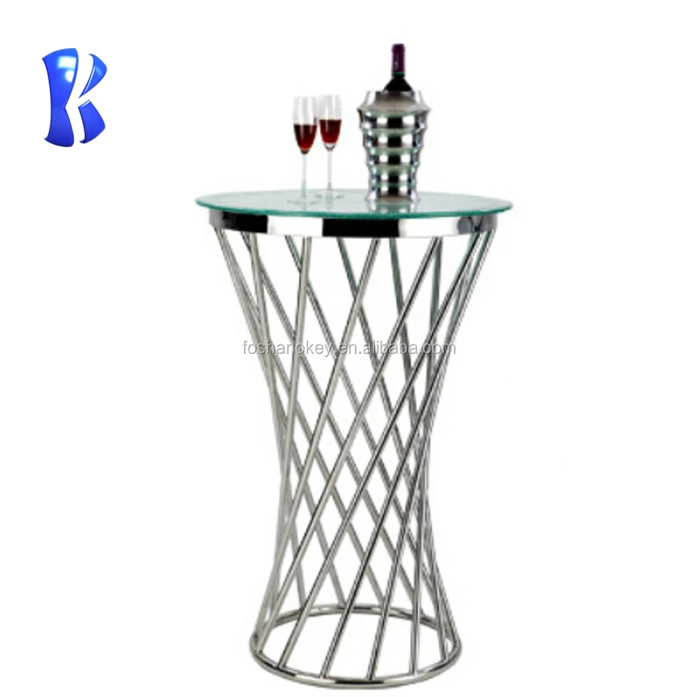 OKEY Party Foldable Buffet Table Round LED Cocktail Table