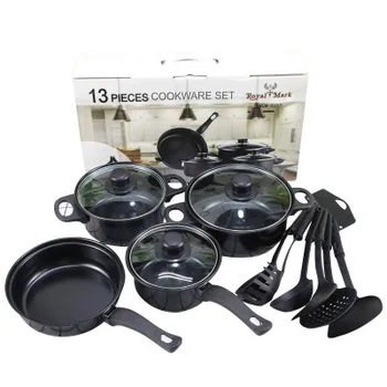 Hot selling 13pcs cheap kitchen housewares iron non stick kitchen pots cookware sets pots and pans sets