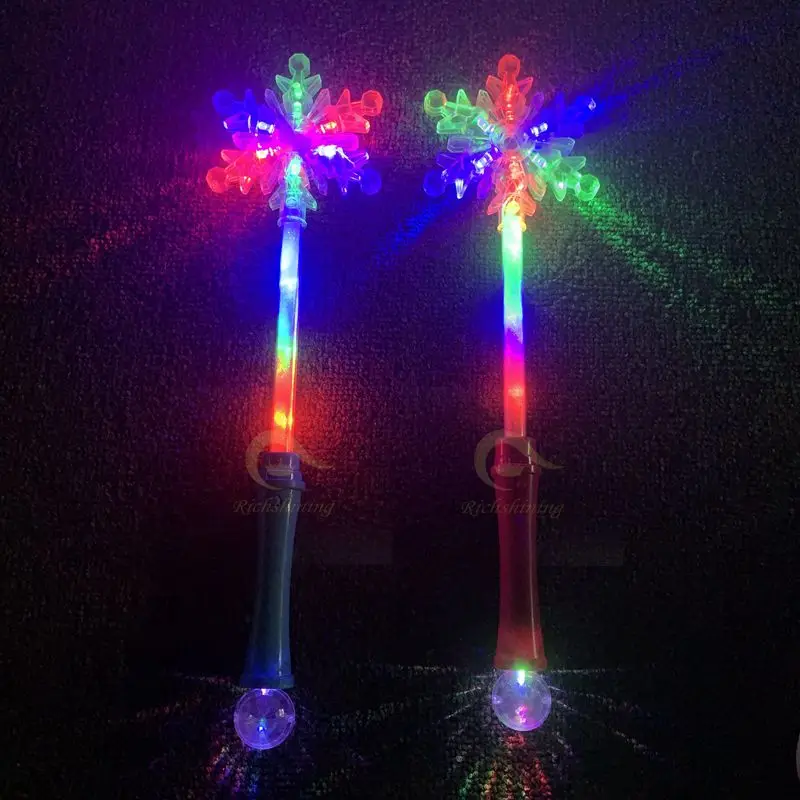 RICHSHINING Environmental Friendly Led Snowflake Flashing Wand Cheer up Fairy Magic Sticks for Party Christmas Decoration