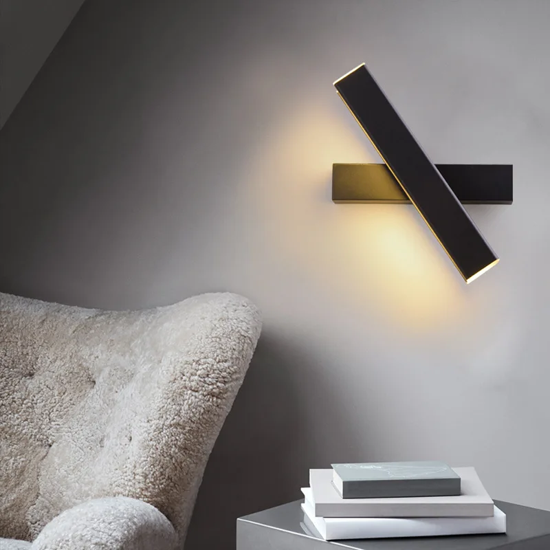 Nordic creative led bedside lamp simple modern bedroom corridor aisle wall rotating wall lamp