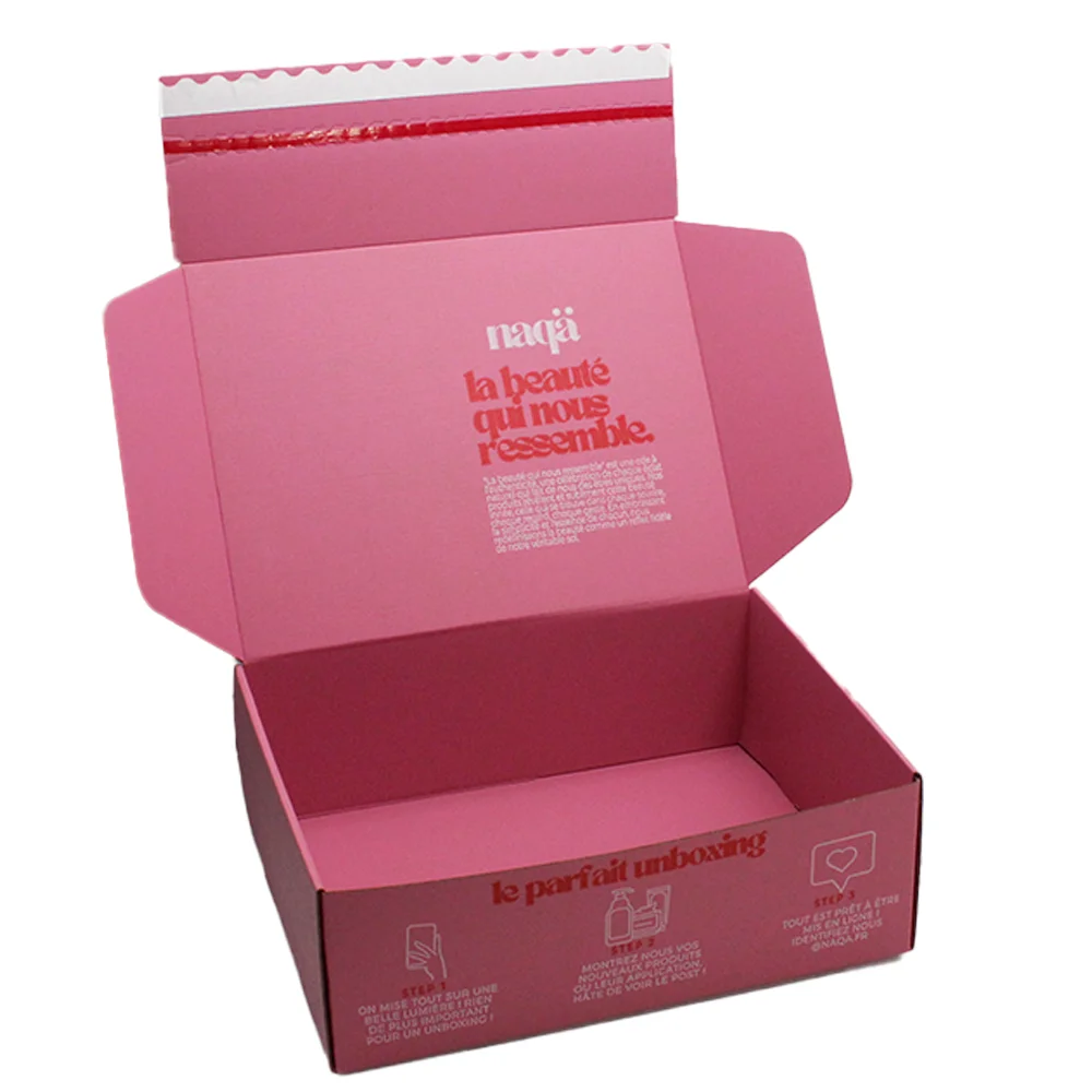 product eco friendly prime branded packing shipping kraft paper carton shipping mailer box clothes product pink cardboard gift packaging-2