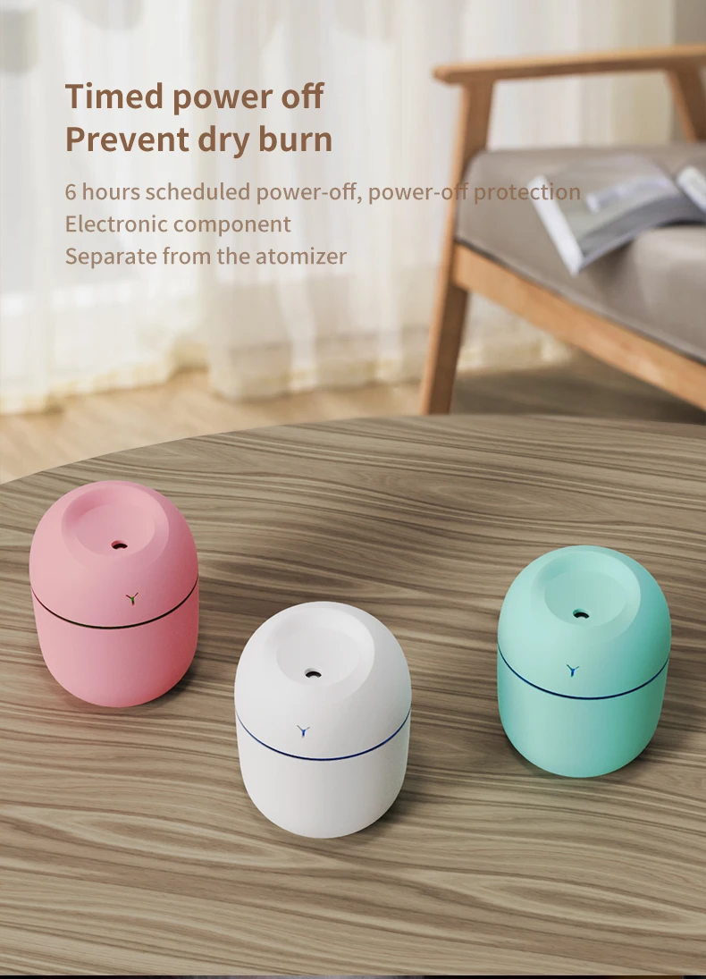 New Arrival Ultrasonic 220ml Mini Humidifier Aroma Oil Diffuser Usb