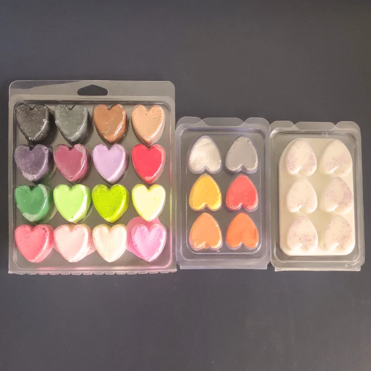 Wholesale Custom Wax Melt Clamshell Packing Tray Unique 16 Cavity Love