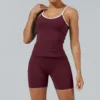 Chestnut-colored vest and shorts