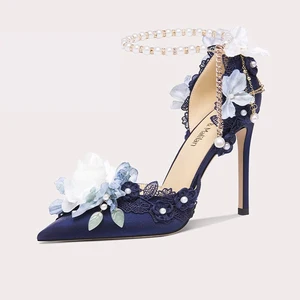Luxury Floral Peep-toe Pumps for Women Elegant Lady Wedding Sandals with High Heels Wedding High Heels for All Seasons