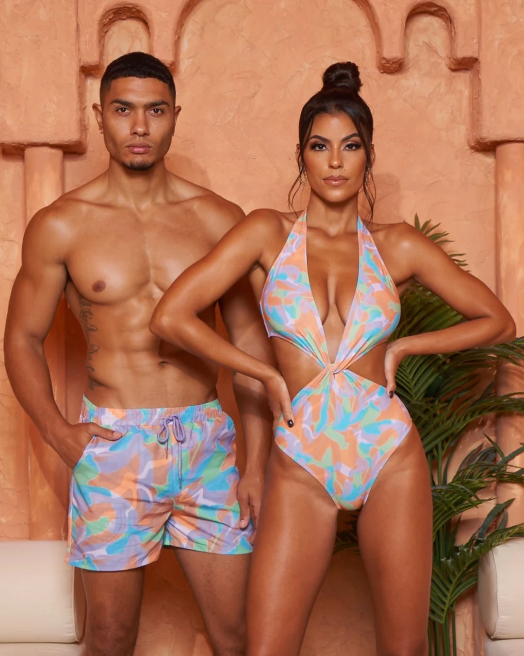 2022 Custom Color Bikinis High Waist Design Couple Swimwear For Men And