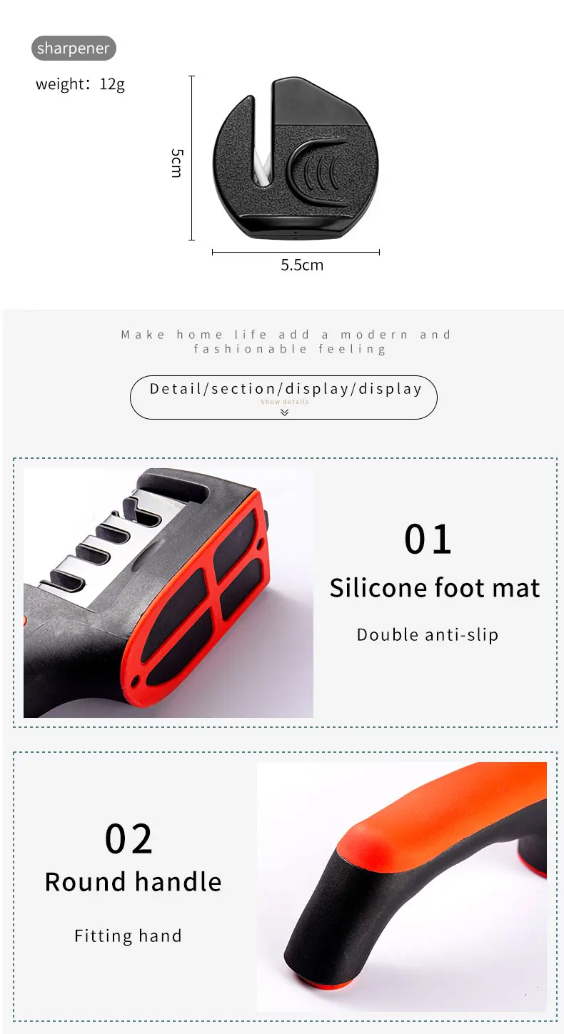 Kitchen 3/4-Segment Knife Sharpener Household Multi-Functional Hand-Held 3/4-Purpose Black Sharpening Stone
