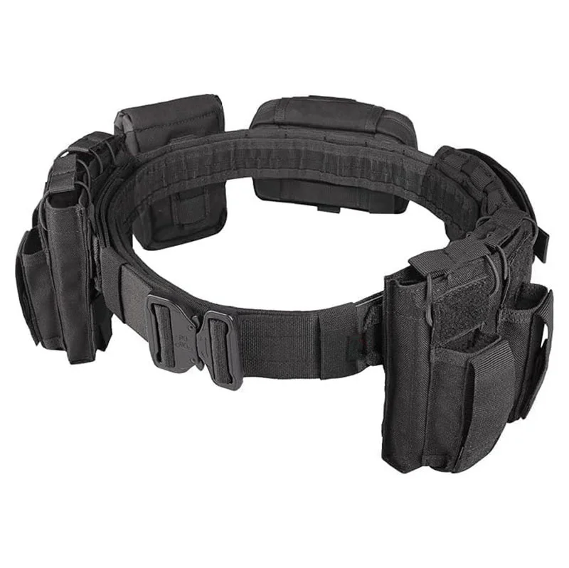 High Density Material Multi Function Tactical Belt with Quick Release Accessory Pouches Duty Belt for Men Modular Equipment
