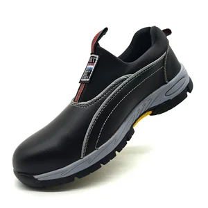 Cross-Border Comfortable Cowhide Safety Shoes Low-Top Slip-On Anti-Smash Anti-Puncture Features Long Standing Work Shoes for