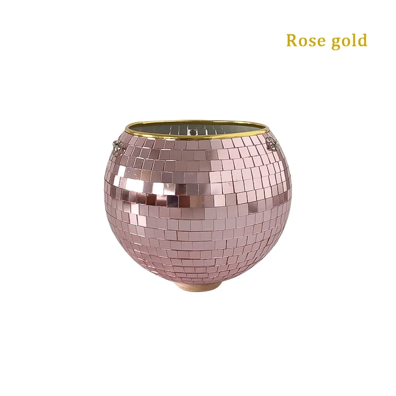 Handmade Diy Disco Mirror Ball Planter Pot Reflective Flower Pot Plant