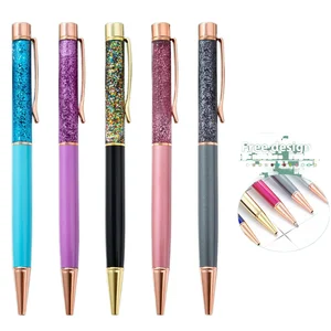 Wholesale New Gold Powder Liquid Sand Creative Ballpoint Rotating Core Fashionable Logo Animal Metal Oil Sand for Advertising