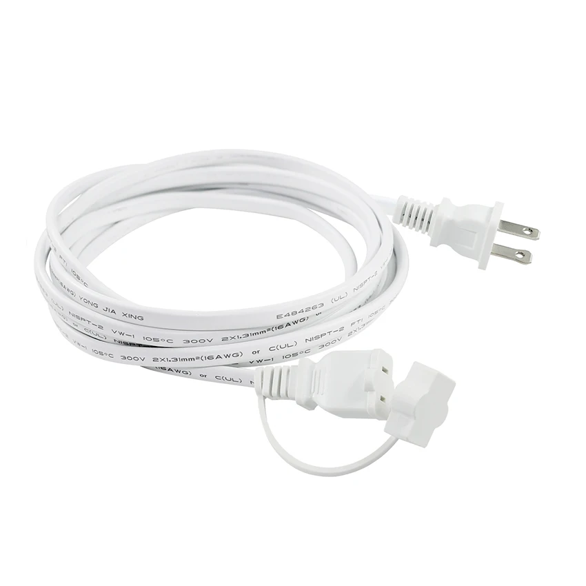 NEMA 1-15P to NEMA 1-15R Power Extension Cord 18AWG Black 2 Prong AC Cable for Appliance Office Equipment Lighting Electronics